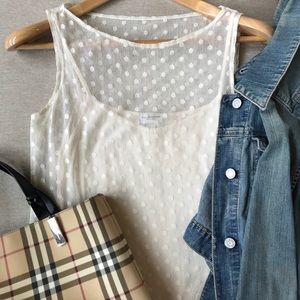 Preppy, feminine layered polka dot tank